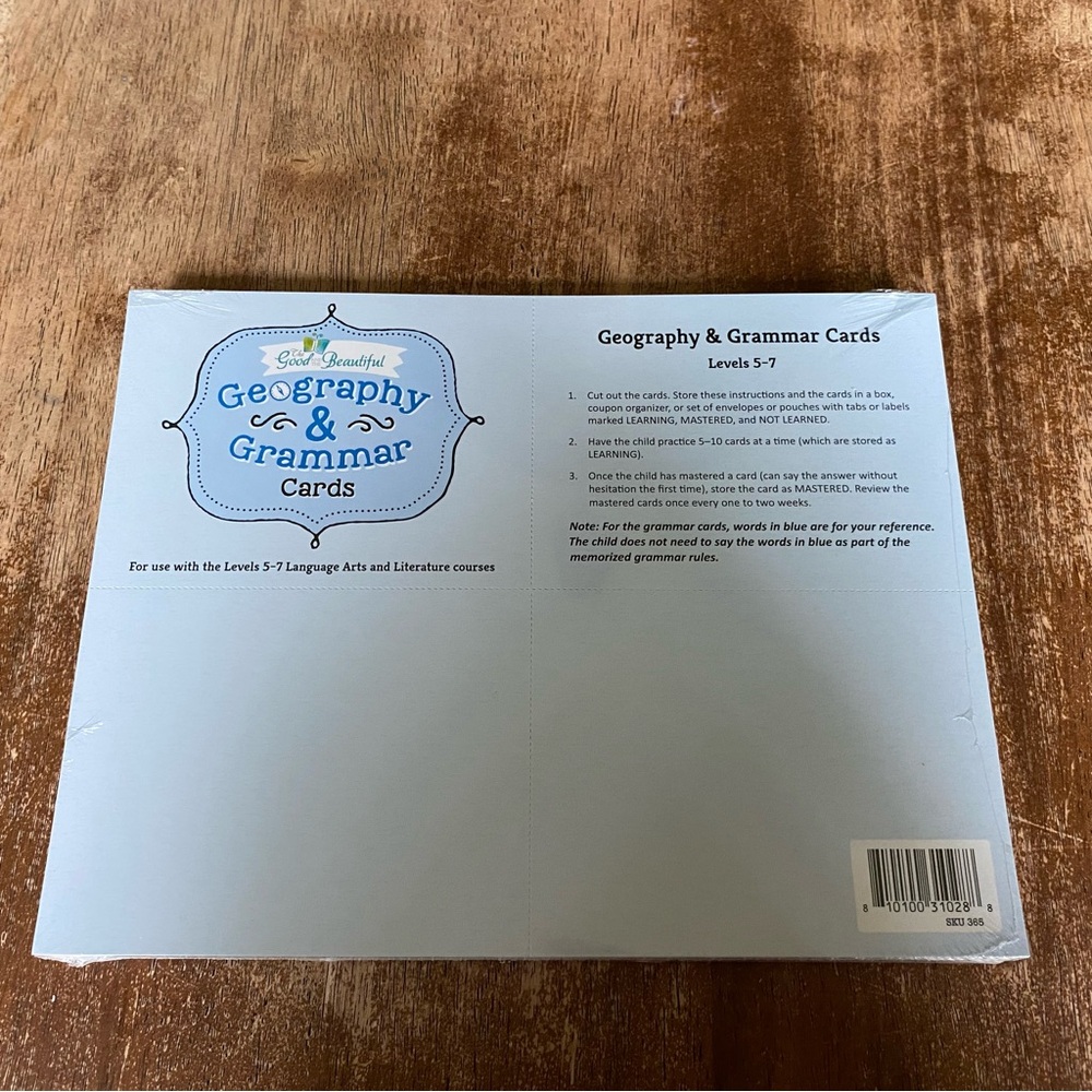 Geography & Grammar Cards for Kids grades/levels 5-7